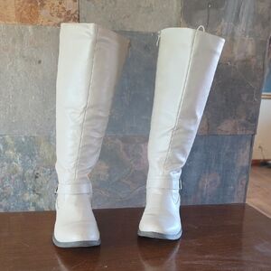 Wanted Cream Over the Knee Boots